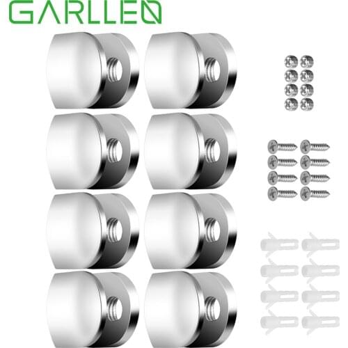 GARLLEN 8pcs Zinc Alloy Adjustable Glass Shelf Brackets Glass Clamp With Screws Glass Shelves Wall Mount for 8mm Thickness Glass