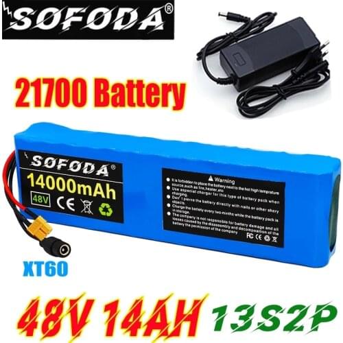 21700 13S2P 48V 14Ah Battery Pack 800W High Power Lithium Ion Batteries 14000mAh Ebike Electric Bicycle BMS with Charger XT60