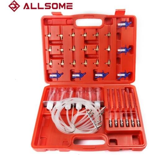ALLSOME New Diesel Injector Flow Meter Test Kit Common Rail Adaptor Fuel Tester Set YB049