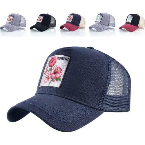 Womens Baseball Cap Fashion Retro Flower Pattern Design Sun protection Caps For Men Summer Breathable Net Hats