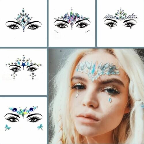 Glitter Face Rhinestone Applique Temporary Sticker Makeup Chest Strass Stickers Rhinestones Glass Crystal Tattoo DIY Decoration