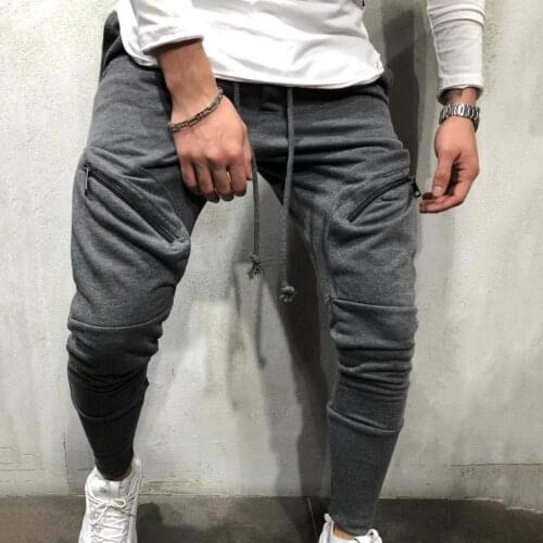 Male New Fashion Hip Pop Sweatpants Pants Sweatpants Multi-Pocket Skin Friendly Cotton Blend Men Sports Gym Pants for Jogger