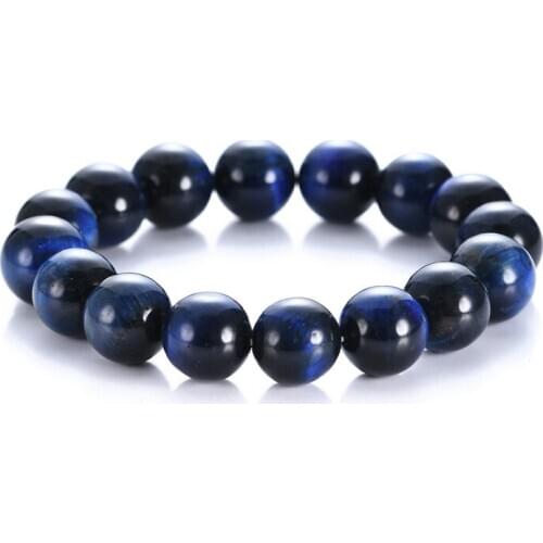 Buddha Bracelets Blue Tiger Eye Buddha Bracelet Natural Stone Round Beads Elasticity Rope Men Women Blue Stone Beaded Bracelet