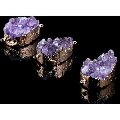 Natural Semi Precious Stone Connector Amethystes Bud Irregular Parts DIY For Making Necklace Bracelets