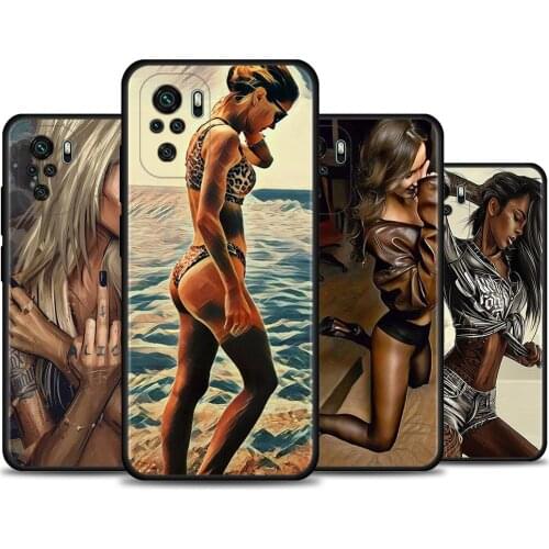 Phone case For Redmi Note 10 Pro Max 9 9s 9t 8t 7 Cover Soft Funda for Redmi K40 Plus 9A 9C 9T Coque Hot Sexy Sleeve Tattoo Girl