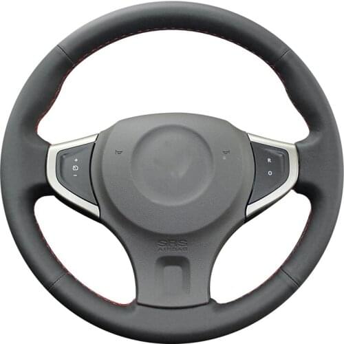 Black PU Faux Leather Hand-stitched Car Steering Wheel Cover for Renault Koleos 2008-2016 Renault Samsung QM5 2007-2014