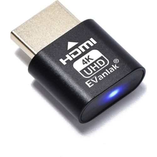 Evanlak 4K DDC EDID Display Emulator Plug Headless Ghost Emulator Fake Display(Fit Headless-4K New generation@60Hz)