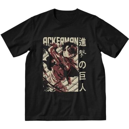Male Attack On Titan Mikasa Ackermann T-Shirt Graphic Shingeki No Kyojin Tshirt Short Sleeve Hip Hop T Shirt Cotton Tee Gift