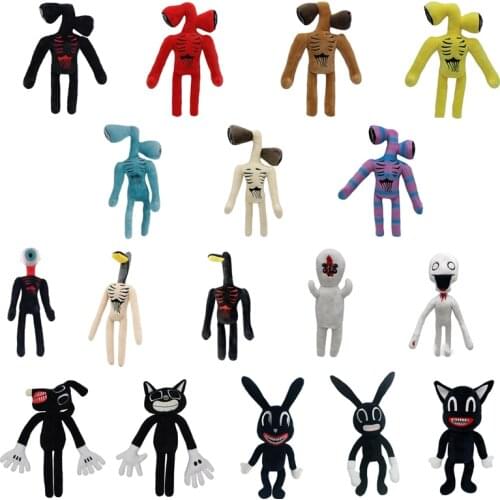 30-40cm Hot Anime Siren Head Plush Doll Toys Scary Black White Sirenhead Cat Peanut Soft Cartoon Stuffed Figure Children Gifts