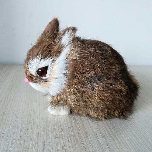 Simulation animal brown rabbit about 13x10cm toy polyethylene&furs hard model ,home furnishing decoration gift b2896