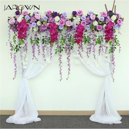 JAROWN Wedding Flowers Arch Swag Flower Row Party Backdrop Decor Artificial Orchid Hanging Vine Decoration Flower Arrangement