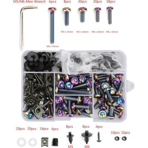 Areyourshop Universal 173PCS Burnt Titanium Windscreen Fairing Bolt Kit Fastener Clip Screw Motorcycle For Ducati Monster