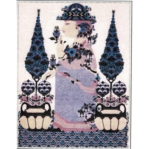 Manufacturer Embroidery Blue Lady Cross Stitch Kits for Beginners Adults with 100% Cotton Floss & Free Shipping for Wall Decor