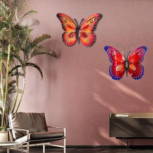2Pcs Metal Butterfly Wall Decor Outdoor Wall Art Metal Outdoor For Wall Art Decor Home Garden Patio Yard Fence Porch