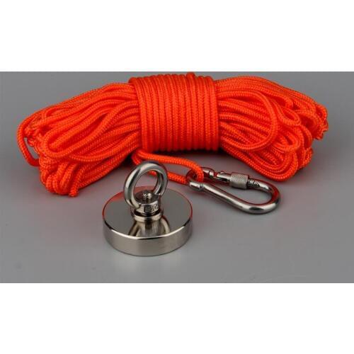 200Kg Neodymium Permanent N52 Magnet Magnets Strong Fishing Magnets Super Imanes with Gloves and 10m Rope Magnetic Material Base