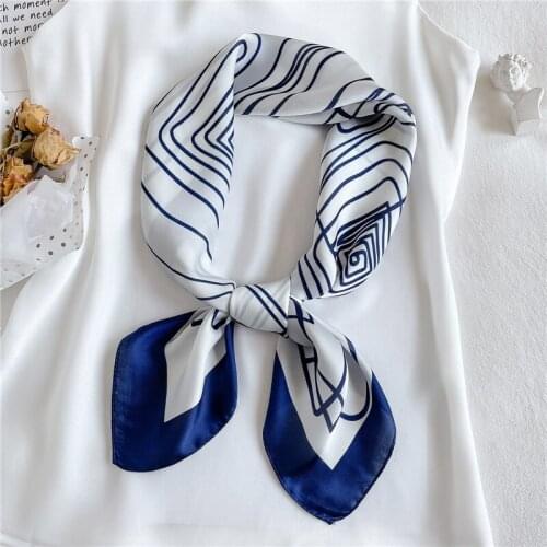 New Silk Scarf For Women Print Shawls Neckerchief Female Square Hijab Headband On The Head Wraps Hair Bands Fashion Bandana