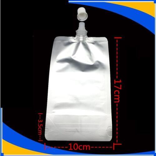 DHL 10*17cm 250ml 600Pcs/ Lot Empty Doypack Mylar Spout Bag Drinking Milk Stand Up Spout Party Pure Aluminum Foil Packing Pocket