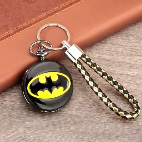 Retro Lovely Pendant Quartz Pocket Watch Gifts for Kids Men Women with Leather Rope Keychain