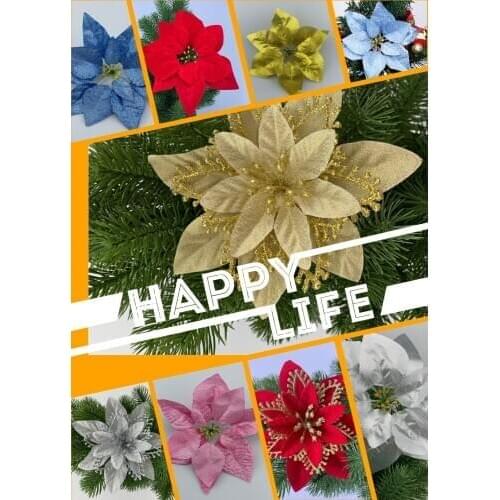 Christmas Decoration for Home Christmas Flowers Artificial Flowers Christmas Tree Decoration Merry Christmas Snow Fake Flowers