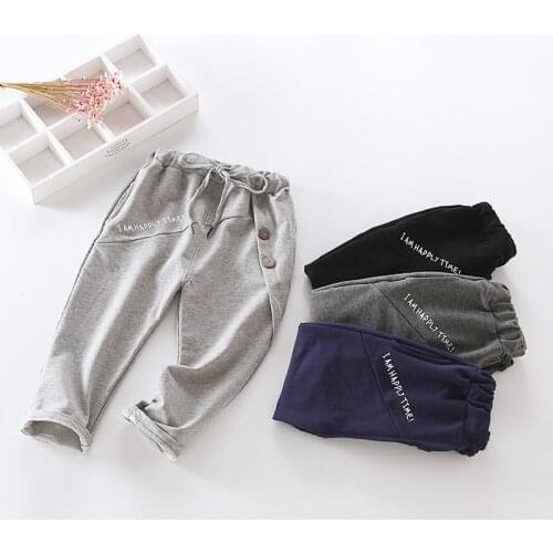 Boy Pants Kids Autumn Spring Clothes Children Trousers for Baby Boys Harem Pants solid buttons grey