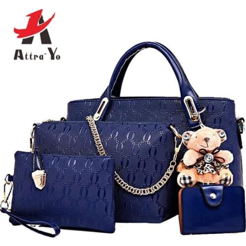 ATTRA-YO 4pcs/Set Women Bag Ladies Hand Bags Luxury Handbags Women Bags Designer Bags For Women 2020 Handbag PU Composite Bag