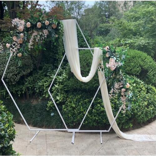 Wedding Background Decoration Arch Hexagon Diamond Wrought Iron Party Decoration Frame DIY Artificial Flower Wreath Decor Frame