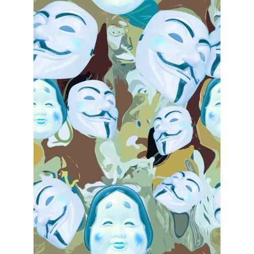 Halloween mask printed fabric chiffon four-sided stretch satin cartoon fabric cloth for decoration costume DIY sewing