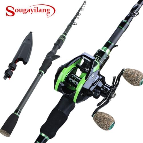 Sougayilang 1.8M 2.1M Casting Telescopic Fishing Rods with 7.2:1 Baitcasting Reel Combo for Travel Freshwater Saltwater Fishing