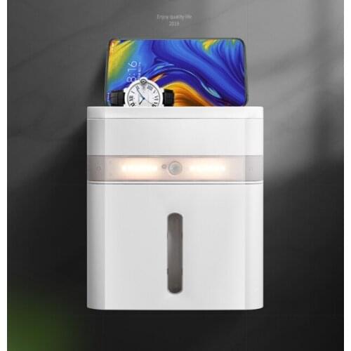 Intelligent human body sensing night light LED shelf household non-perforated toilet paper tissue box J05