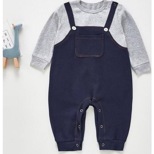 Spring Casual Baby Clothes Boys Romper Long Sleeve Baby Boy Rompers Baby Cowboy Braces Jumpsuit Baby Clothes