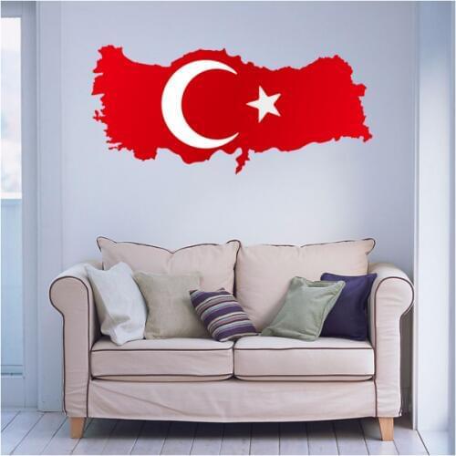 Flag Map of Turkey Wall Vinyl Sticker Custom Home Decor Wedding PVC Wallpaper Fashion Design Poster