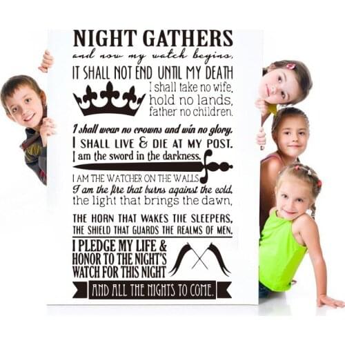 Vinyl Wall Sticker Ice and Fire Songs - Power Game poster Night Watch Vow Wall Decal Art Wallpaper Living Room Home Decor SZ-013