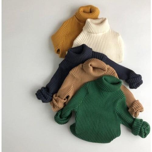 Baby Boys Girls Knitting Clothes Baby Girls Boys Turtleneck Sweaters Knitted Bottoming Autumn Spring Kids Pullovers Tops