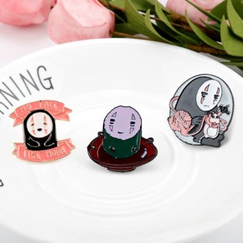 Japan Miyazaki Hayao Anime Cute Cartoon No Face man Brooch Spirited Away Enamel Pins for Men Women Backpack Collar Lapel Badges