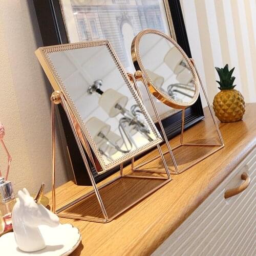 Nordic Style Make-up Mirror, Desktop Single Mirror, Copper Edge Princess Mirror
