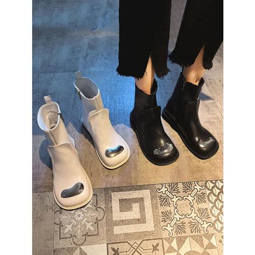 Womens Shoes Ankle Boots 2021 New Spring and Autumn Square Toe Thick Heel Non-slip Fashion Metal Decorative Fashion Boots
