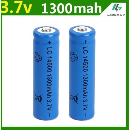 1 pcs/set High capacitance 14500 battery 3.7V 1300mAh rechargeable li-ion battery for Led flashlight batery litio battery Newest