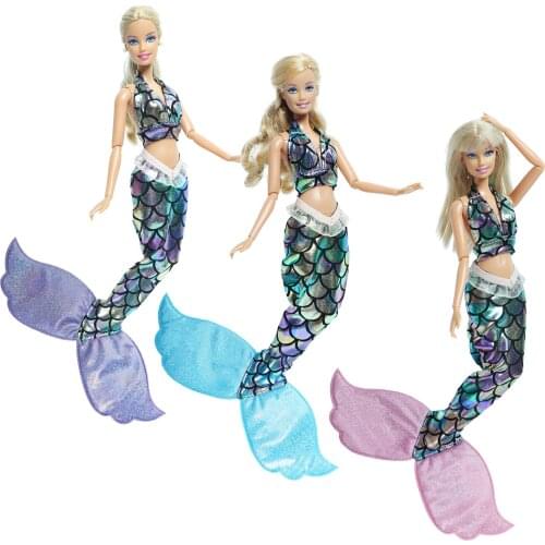 1 Pcs Fashion Doll Dress Mermaid Tail Princess Fairytale Party Outfit Cosplay Clothes for Barbie Doll Accessories Kids Gift Toy