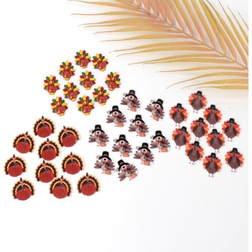 10Pc Thanksgiving Turkey Resin Flatback For Planar Resin Designs Crafts For DIY Phone Decorations Headband Hair Bow Accessories