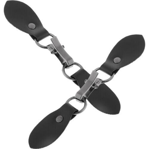 2 Sets Black Leather Toggle Buttons Silver Metal Hook Duffle Coat Fasteners