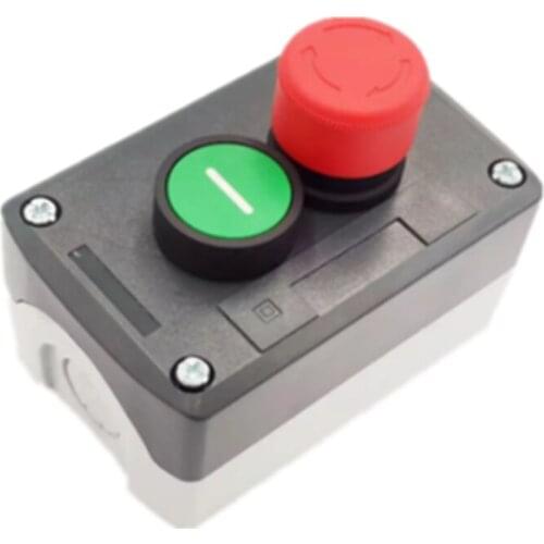 240V 3A Red Emergency Stop Momentary Green Flat Pushbutton Switch Station Box