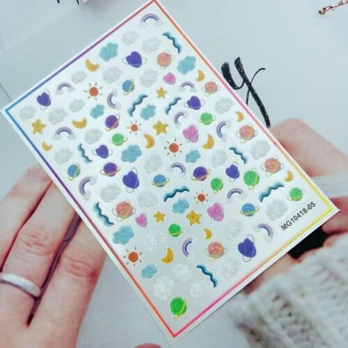 3D DIY Fashion New Arrive Nail Sticker Back Adhesive Glue Fingernail Decal Cloud Rainbow Strawberry Manicure Nail Art Women Girl