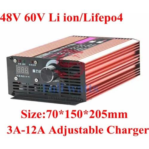 48V 60V 3A to12A adjustable charger for 13s 54.6V 14s 58.8v 10S 42V 16s 58.4V 67.2V 20S 73V Li ion lifepo4 lithium battery