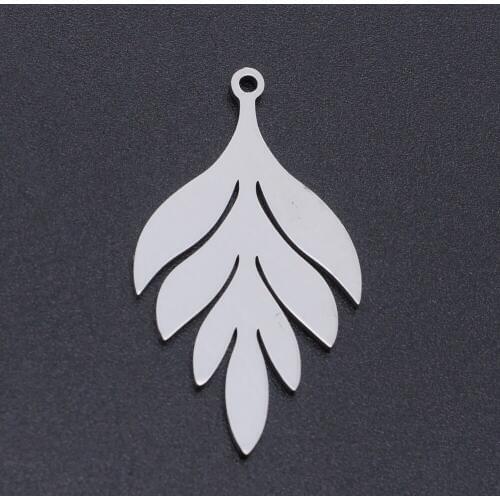 5pcs/lot 100% Stainless Steel Peacock Feather Charms Pendants Wholesale Top Quality Never Tarnish Jewelry Making Charms