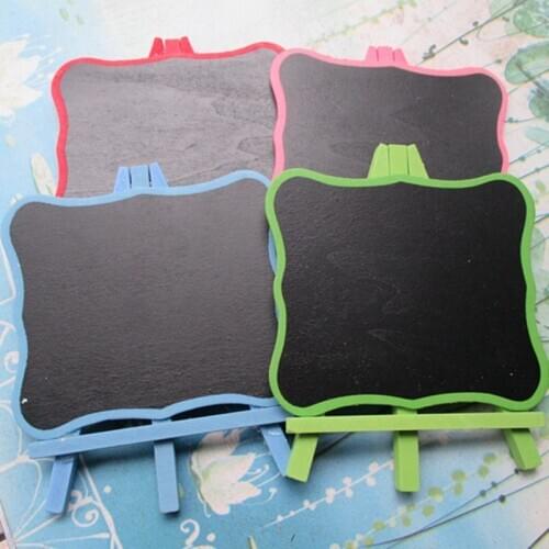 5Pcs Mini Chalkboards Rectangular Clip Panel Card Slate Memos Label Heart Wood Wedding Party Table Number Place Tag Message Boar