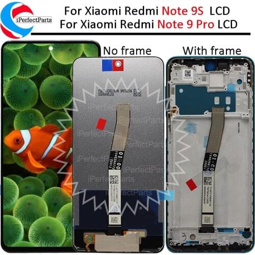 6.67'' Original For Xiaomi Redmi Note 9 Pro LCD Display Touch Panel Screen Digitizer Assembly For Redmi Note 9S LCD with Frame