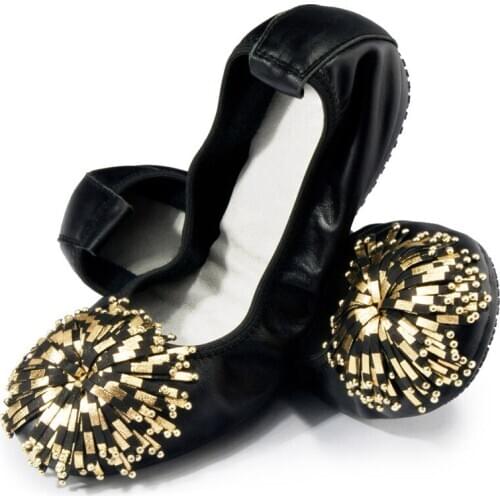 AUCVEE Single Ballet Flats Womens Shoes Genuine Leather Tassels Mom Shoes Loafers Spring Summer Soft Pregnant Women Work Shoes