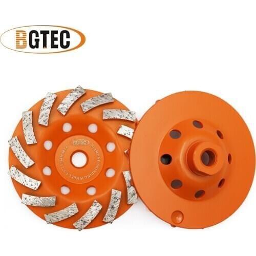 BGTEC 2pcs 4.5inch Diamond Turbo Row Grinding Cup Wheel 115mm Grinding disc for concrete, Masonry, construction material