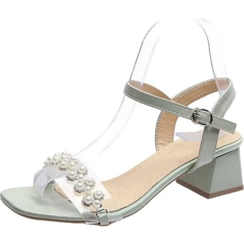 Low Sandals Woman Leather 2021 Summer Espadrilles Platform Clear Heels AllMatch Med Suit Female Beige Womens Shoes Low-heeled