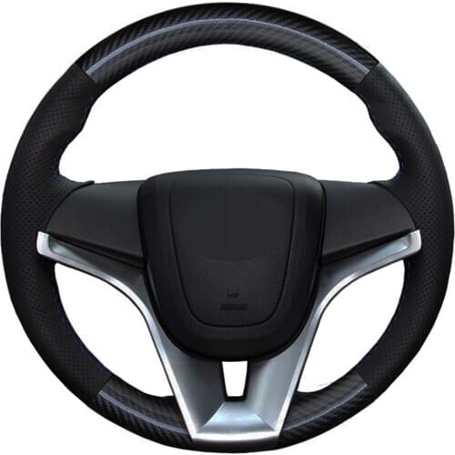 Car Steering Wheel Cover DIY Carbon Fiber Black Leather For Chevrolet Cruze 2009-2014 Aveo Orlando Holden Cruze Ravon R4